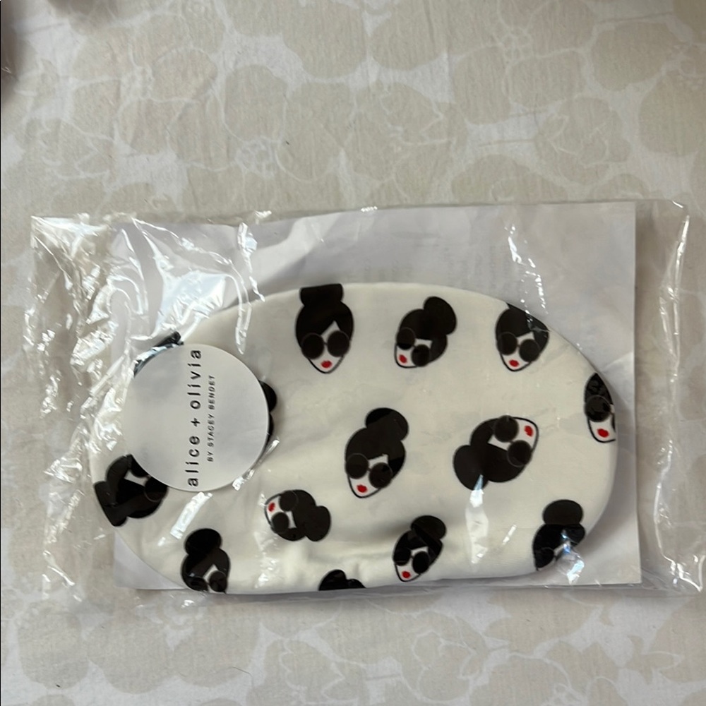 Alice + Olivia White Eye Mask with Black and Red Design